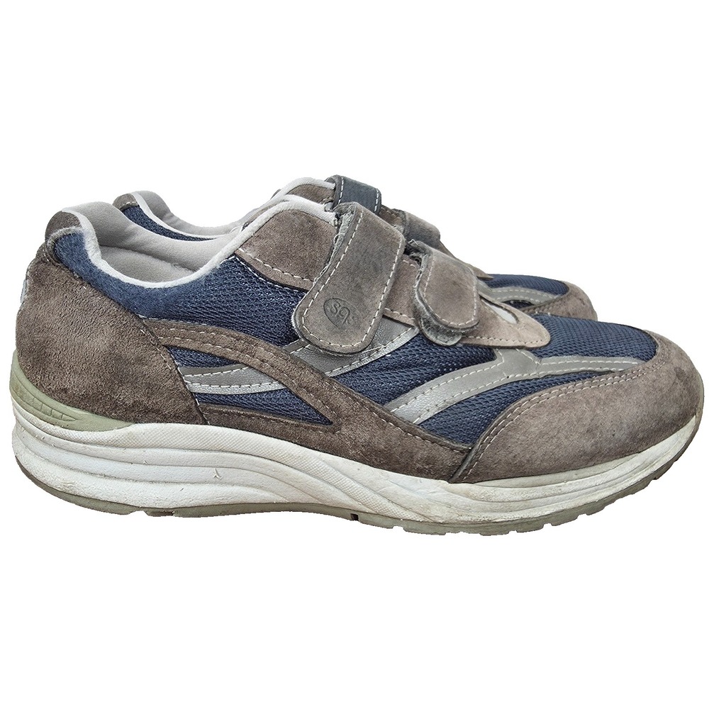 SAS Shoes Men 9.5 Wide JV Mesh Brown Blue Suede Comfort  Hook Loop Sneakers